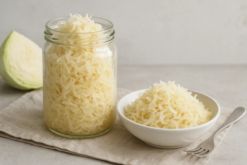 Descubre Cómo Preparar un Delicioso Chucrut de Col Blanca en Casa y Sorprende a Todos delicioso chucrut casero de col blanca en frasco de vidrio