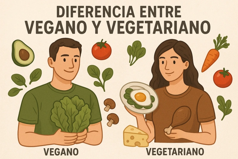 Descubre las Claves: La Verdadera Diferencia Entre Vegano y Vegetariano ilustración explicando la diferencia entre vegano y vegetariano