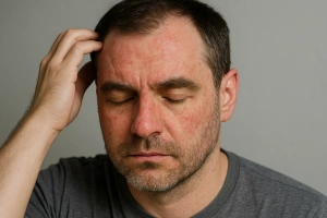 persona con dermatitis seborreica visible