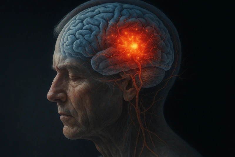 Descubre Qué Es la Neuroinflamación y Cómo Afecta a Tu Salud Cerebral cerebro humano resaltando áreas de neuroinflamación
