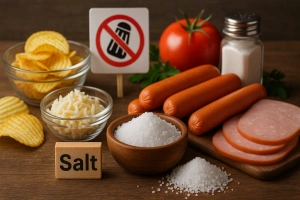 Imagen con alimentos que contienen sodio
