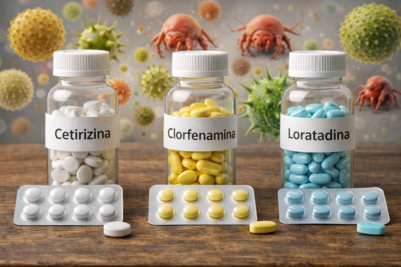 Comparativa de cetirizina clorfenamina y loratadina para alergias