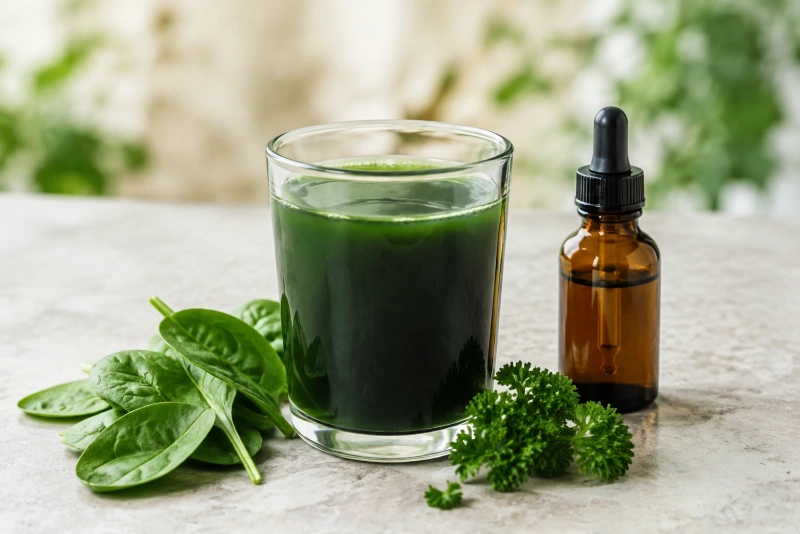 Botella de clorofila líquida y sus beneficios naturales